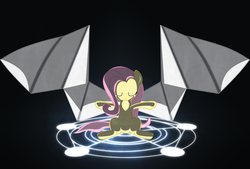 Size: 5500x3718 | Tagged: safe, artist:zediskein, fluttershy, g4, black background, female, magic, magic circle, paper wings, simple background, solo, vector