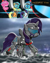 Size: 800x1000 | Tagged: safe, artist:mayozilla, applejack, rarity, g4, crossover, pacific rim, striker eureka