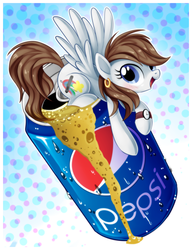 Size: 1896x2465 | Tagged: safe, artist:centchi, oc, oc only, pegasus, pony, can, cute, earring, micro, pepsi, solo, wristwatch