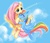 Size: 627x540 | Tagged: dead source, safe, artist:pasikon, fluttershy, rainbow dash, g4, blushing, cloud, cloudy, cute, eyes closed, female, flying, hug, lesbian, open mouth, pixiv, ship:flutterdash, shipping, sky, smiling, spread wings