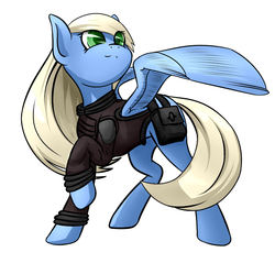 Size: 709x678 | Tagged: safe, artist:northernsprint, oc, oc only, oc:tailwind, pegasus, pony, fallout equestria, fallout equestria: frozen skies, clothes, cute, enclave, enclave uniform, female, jacket, mare, military uniform, saddle bag, simple background, solo, spread wings, standing, uniform, white background, wings