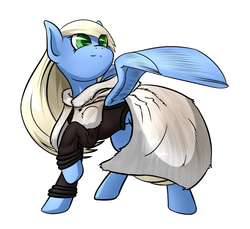 Size: 769x704 | Tagged: safe, artist:northernsprint, oc, oc only, oc:tailwind, pegasus, pony, fallout equestria, fallout equestria: frozen skies, cloak, clothes, cute, female, fur coat, jacket, mare, simple background, solo, spread wings, standing, white background, wings