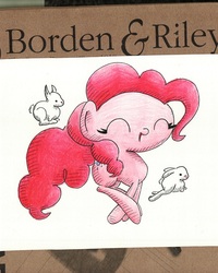 Size: 717x896 | Tagged: safe, artist:getchanoodlewet, pinkie pie, rabbit, g4, eyes closed, female, solo, traditional art