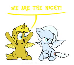 Size: 550x486 | Tagged: safe, artist:time lord, oc, oc only, oc:ticket, oc:tracy cage, alicorn, bat pony, pony, alicorn oc, batman, race swap