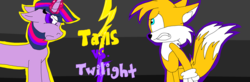 Size: 3292x1084 | Tagged: safe, artist:rainbow-cat97, twilight sparkle, g4, angry, crossover, magic, male, miles "tails" prower, ms paint, sonic the hedgehog (series), vs