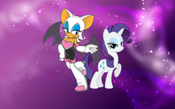 Size: 1920x1200 | Tagged: safe, artist:fireball-stars, artist:mysteriouskaos, artist:raygirldash11, rarity, g4, crossover, rouge the bat, sonic the hedgehog (series), wallpaper