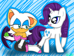 Size: 2048x1536 | Tagged: safe, artist:batgirl5, rarity, g4, chaos emerald, crossover, rouge the bat, sonic the hedgehog (series)