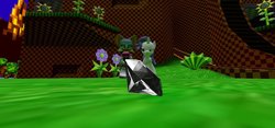 Size: 1280x600 | Tagged: safe, artist:jayemeraldover9000x, rarity, g4, 3d, chaos emerald, crossover, gmod, green hill zone, rouge the bat, sonic the hedgehog, sonic the hedgehog (series)