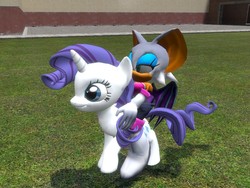 Size: 1024x768 | Tagged: safe, artist:fabri600, rarity, g4, 3d, crossover, gmod, riding, rouge the bat, sonic the hedgehog (series)