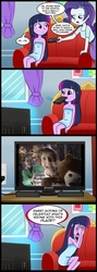Size: 713x2000 | Tagged: safe, artist:madmax, edit, rarity, twilight sparkle, equestria girls, g4, comic, cousin oliver, dr. forrester, meme, mystery science theater 3000, timmy bobby rusty, what's wrong with this place, why