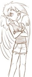 Size: 306x729 | Tagged: artist needed, safe, gilda, g4, female, humanized, monochrome, solo, winged humanization