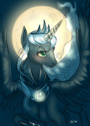 Size: 600x837 | Tagged: safe, artist:php154, princess luna, g4, backlighting, female, moon, moonlight, princess, royalty, solo, wings