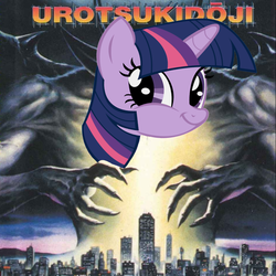 Size: 900x900 | Tagged: safe, edit, twilight sparkle, g4, cover art, parody, poster, urotsukidoji:legend of the overfiend, wrong neighborhood