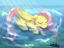 Size: 1280x970 | Tagged: safe, artist:sintakhra, fluttershy, g4, female, solo, water