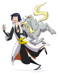 Size: 1797x2256 | Tagged: safe, artist:etchersketch, artist:nightjar, derpy hooves, human, g4, bleach (manga), crossover, simple background, soi fon, white background