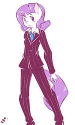 Size: 900x1500 | Tagged: safe, artist:cold-blooded-twilight, rarity, anthro, g4, clothes, female, solo, suit