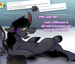 Size: 700x600 | Tagged: safe, artist:wiggles, king sombra, ask king sombra, g4, ask, cold, dialogue, male, solo, text, tumblr