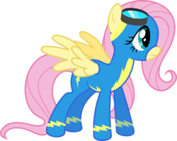 Size: 5333x4237 | Tagged: safe, artist:baumkuchenpony, fluttershy, pegasus, pony, g4, absurd resolution, female, goggles, mare, simple background, solo, transparent background, vector, wonderbolts, wonderbolts uniform, wondershy