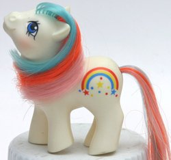 Size: 773x723 | Tagged: safe, baby starbow, earth pony, pony, g1, blushing, irl, photo, solo, tail, toy