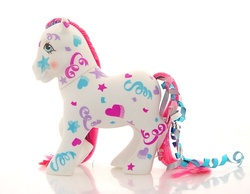 Size: 500x388 | Tagged: safe, birthday pony, g1, blushing, irl, photo, toy
