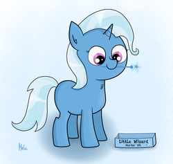 Size: 1024x971 | Tagged: safe, artist:mascimus, trixie, pony, unicorn, g4, birthday, cute, daaaaaaaaaaaw, female, filly, hnnng, mare, mouth hold, present, solo, wand