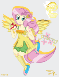 Size: 610x792 | Tagged: safe, artist:applejackv3, fluttershy, human, g4, female, humanized, solo, tailed humanization, winged humanization