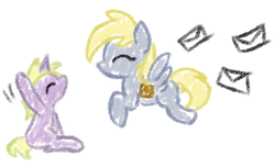 Size: 708x432 | Tagged: safe, artist:rice, derpy hooves, dinky hooves, pegasus, pony, g4, female, letter, mare