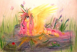 Size: 1280x866 | Tagged: safe, artist:fmayang, fluttershy, g4, female, solo, traditional art, water