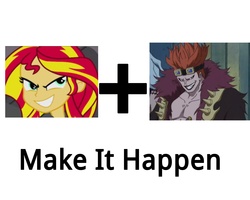 Size: 5000x4000 | Tagged: safe, sunset shimmer, equestria girls, g4, my little pony equestria girls, eustass kid, exploitable meme, make it happen, meme, one piece, simple background, white background