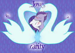 Size: 1024x725 | Tagged: safe, artist:crealaillia, rarity, oc, oc:kydose, pegasus, pony, unicorn, g4, canon x oc, cutie mark, love is a rarity, shipping, snuggling