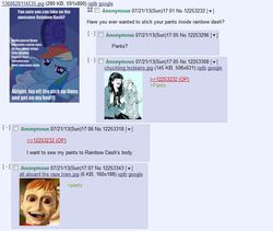 Size: 719x608 | Tagged: safe, rainbow dash, g4, /mlp/, 4chan, 4chan screencap, clothes, pants, thread