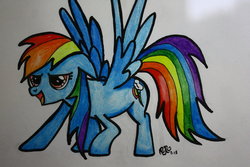 Size: 900x600 | Tagged: safe, artist:abilin, rainbow dash, g4, female, solo, traditional art