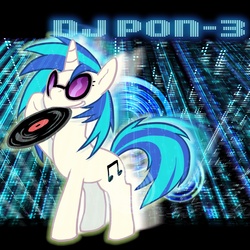 Size: 1600x1600 | Tagged: safe, artist:yutoraru, dj pon-3, vinyl scratch, pony, unicorn, g4, female, pixiv, record, solo