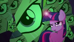 Size: 640x360 | Tagged: safe, screencap, queen chrysalis, twilight sparkle, changeling, a canterlot wedding, g4, disguise, disguised changeling, fake cadance
