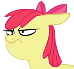 Size: 867x814 | Tagged: safe, artist:vendetatj, apple bloom, earth pony, pony, g4, female, filly, foal, simple background, solo, transparent background, unamused