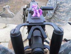 Size: 960x720 | Tagged: safe, twilight sparkle, human, g4, blind bag, browning m2, figure, gun, irl, irl human, military, photo, toy