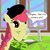 Size: 894x894 | Tagged: safe, artist:sirradical, apple bloom, g4, adorabloom, beret, braid, coffee, cute, female, flower, french, ribbon, solo, table