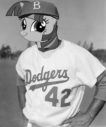 Size: 666x800 | Tagged: safe, edit, twilight sparkle, g4, 42, black and white, brooklyn dodgers, grayscale, jackie robinson, monochrome, solo, twiface