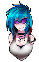 Size: 508x814 | Tagged: safe, artist:pocki07, dj pon-3, vinyl scratch, human, g4, breasts, clothes, female, glasses, humanized, simple background, solo, transparent background