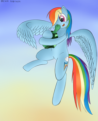 Size: 1700x2100 | Tagged: safe, artist:dreambreaker, rainbow dash, tank, g4, cute, flying