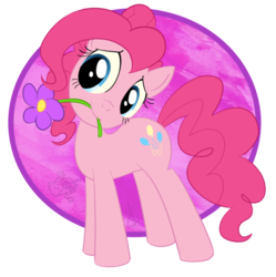 Size: 600x603 | Tagged: safe, artist:kicsterash, pinkie pie, earth pony, pony, g4, cute, diapinkes, female, flower, flower in mouth, head tilt, love, mare, mouth hold, simple background, smiling, solo, transparent background
