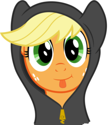 Size: 1976x2281 | Tagged: safe, artist:clamstacker, applejack, g4, clothes, female, hoodie, simple background, solo, tongue out, transparent background, vector