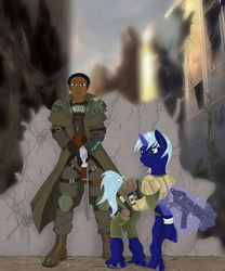 Size: 816x979 | Tagged: safe, artist:sonson-sensei, oc, human, fallout equestria, courier, fallout, fallout 3, fallout: new vegas, gun, ponified, sydney (fallout 3)