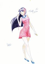 Size: 748x1067 | Tagged: safe, artist:wilhelminka, twilight sparkle, human, g4, female, humanized, solo, traditional art