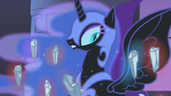 Size: 640x360 | Tagged: safe, screencap, nightmare moon, friendship is magic, g4, elements of harmony, female, scared, solo