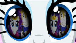 Size: 640x360 | Tagged: safe, edit, edited screencap, screencap, prince blueblood, rarity, g4, magical mystery cure, the best night ever, a true true friend, eye reflection, female, looking at you, looking down, looking down at you, looking up, looking up at you, male, reflection, ship:rariblood, shipping, straight