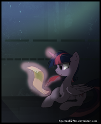 Size: 1760x2160 | Tagged: safe, artist:spartane27lol, twilight sparkle, alicorn, pony, g4, female, letter, mare, solo, twilight sparkle (alicorn), writing