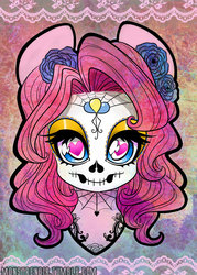 Size: 800x1120 | Tagged: safe, artist:lolopan, pinkie pie, g4, catrina (calavera garbancera), dia de los muertos, face paint, female, makeup, mexican, portrait, solo