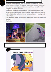 Size: 523x725 | Tagged: safe, screencap, applejack, twilight sparkle, g4, brony, text, that feel