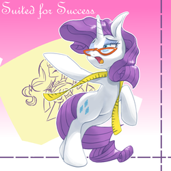 Size: 650x650 | Tagged: safe, artist:30clock, rarity, pony, g4, suited for success, bipedal, female, glasses, measuring tape, rarity's glasses, solo